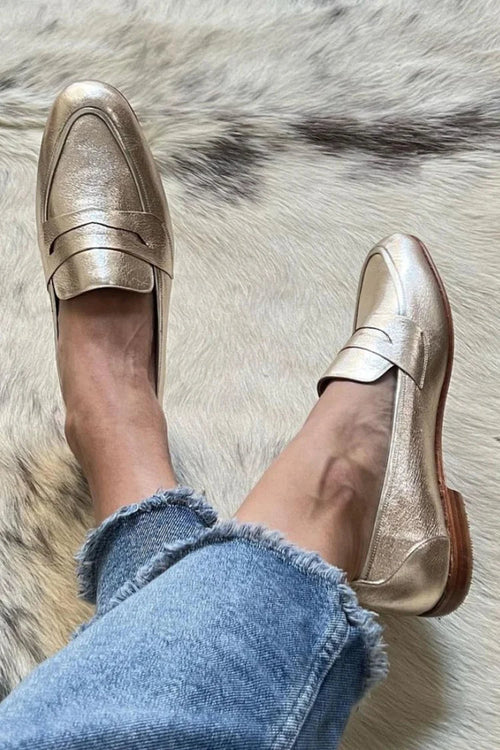 SHINY LIGHT GOLD LOAFER