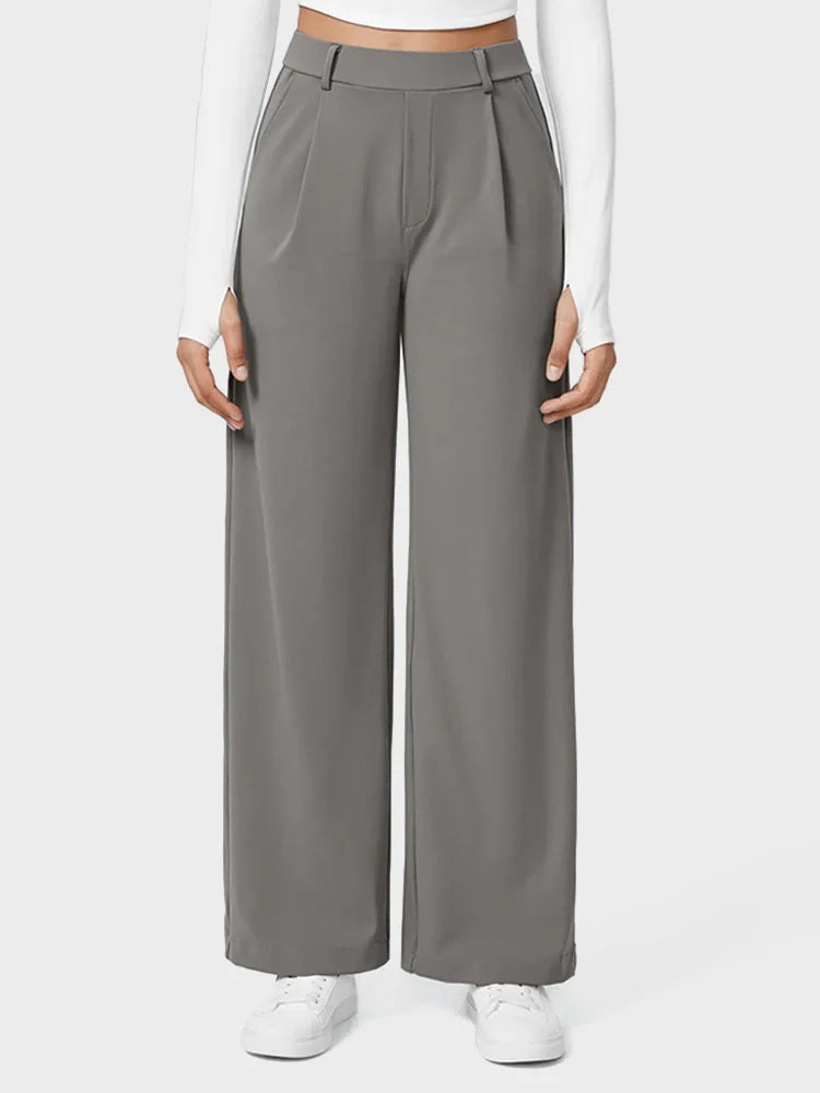 High Waisted Pocket Straight Leg Work Pants
