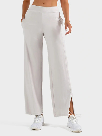 High Waisted Split Hem Wide Leg Yoga Pants