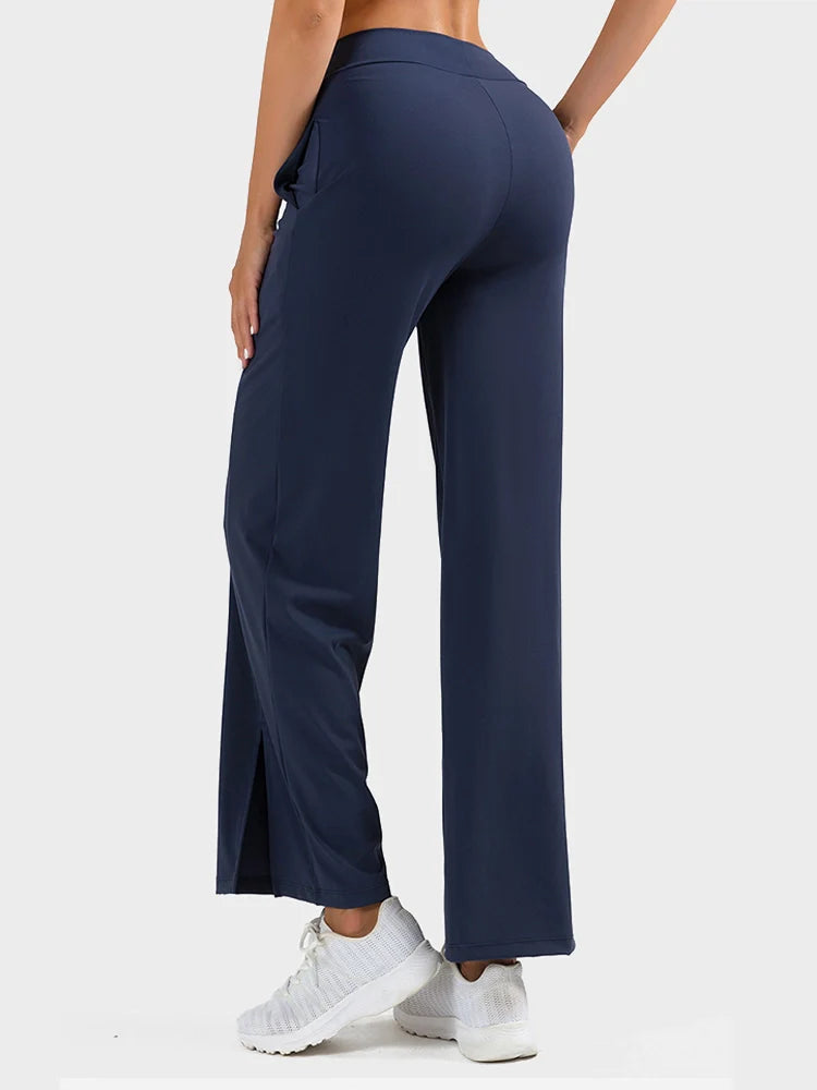 High Waisted Split Hem Wide Leg Yoga Pants
