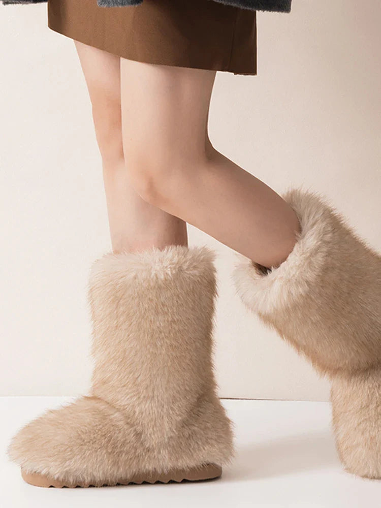Women's Faux Fur Boot Furry Short Snow Boot