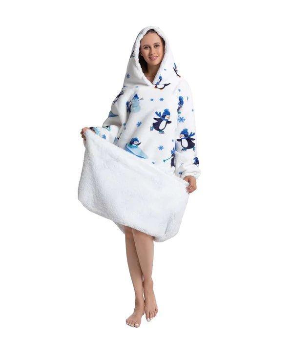 Shoodie Pinguin Extra Lang | Heb het nooit meer koud met deze warme fleece hoodie deken!!