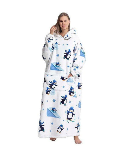 Shoodie Pinguin Extra Lang | Heb het nooit meer koud met deze warme fleece hoodie deken!!