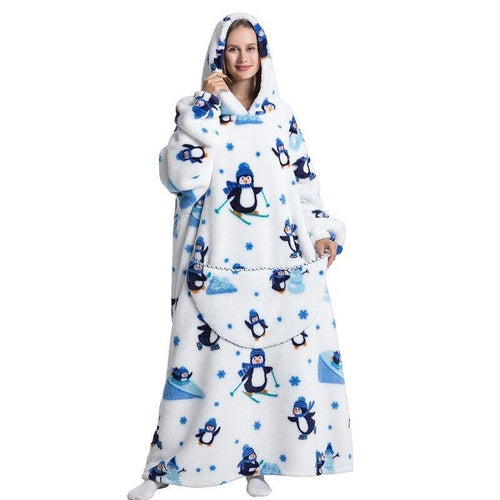 Shoodie Pinguin Extra Lang | Heb het nooit meer koud met deze warme fleece hoodie deken!!